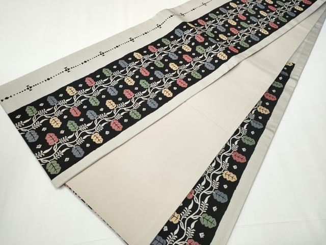 平和屋着物●六通柄袋帯 佳染 枝葉文 ますいわ屋扱い 正絹 逸品 CAAZ4035hy