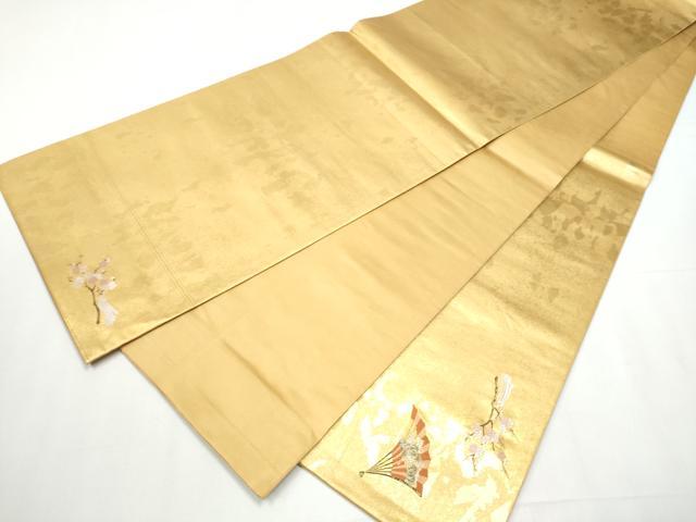 平和屋着物●西陣　長嶋成織物　ながしま帯　太鼓柄袋帯　瀞金錦　能舞の調　本金箔　正絹　逸品　CAAZ4048hy