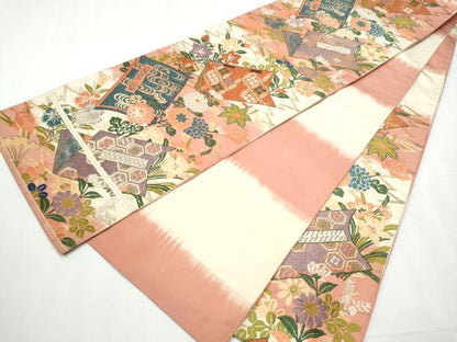 平和屋着物●六通柄袋帯　唐織　冊子花文　正絹　逸品　CAAZ4065hy