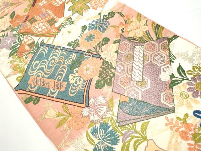 平和屋着物●六通柄袋帯　唐織　冊子花文　正絹　逸品　CAAZ4065hy