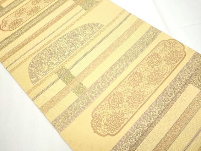 平和屋着物●六通柄袋帯　向かい鳥動物花文　正絹　逸品　CAAZ4067hy
