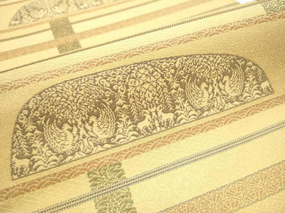 平和屋着物●六通柄袋帯　向かい鳥動物花文　正絹　逸品　CAAZ4067hy