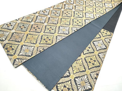 平和屋着物●六通柄袋帯 唐織 天井花文 金糸 正絹 逸品 CAAZ4069hy