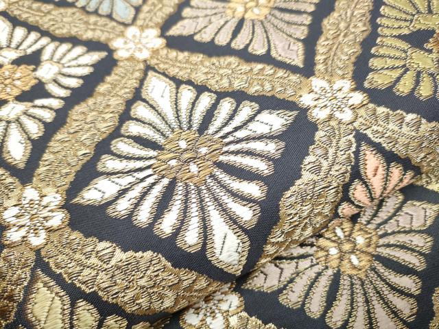 平和屋着物●六通柄袋帯 唐織 天井花文 金糸 正絹 逸品 CAAZ4069hy