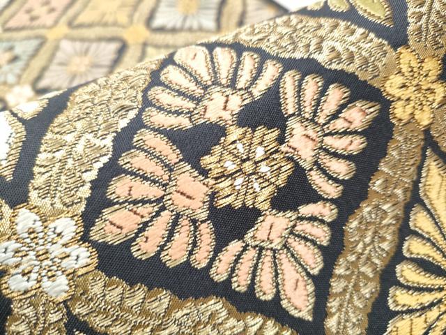平和屋着物●六通柄袋帯 唐織 天井花文 金糸 正絹 逸品 CAAZ4069hy
