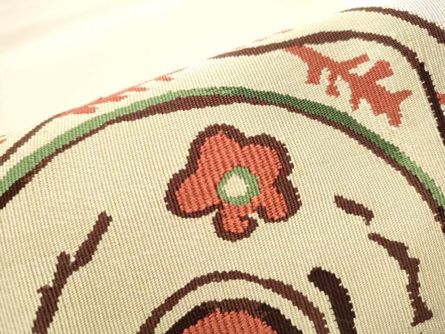 平和屋着物●爪掻き本綴れ　八寸名古屋帯　絵皿花文　正絹　逸品　CAAZ4090hy