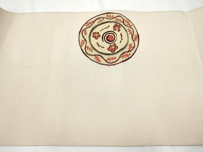 平和屋着物●爪掻き本綴れ　八寸名古屋帯　絵皿花文　正絹　逸品　CAAZ4090hy