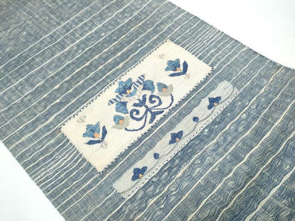 平和屋着物▽スリーシーズン　春夏秋　太鼓柄袋帯　櫛織　花唐草文　正絹　逸品　CAAZ4110hy