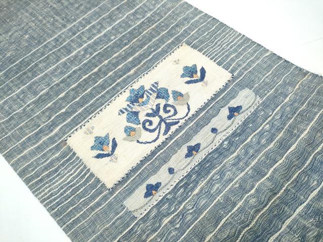 平和屋着物▽スリーシーズン　春夏秋　太鼓柄袋帯　櫛織　花唐草文　正絹　逸品　CAAZ4110hy