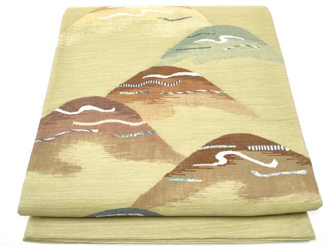 平和屋着物●太鼓柄袋帯　紬地　すくい織　遠山文　金銀糸　正絹　逸品　CAAZ4112hy