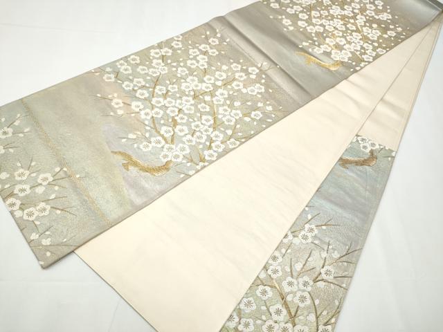 平和屋着物●六通柄袋帯 唐織 枝梅文 金糸 引箔 正絹 逸品 CAAZ4128hy