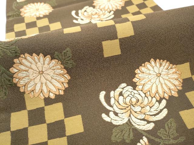 平和屋着物●六通柄袋帯　唐織　菊　正絹　逸品　未使用　CAAZ4130hy