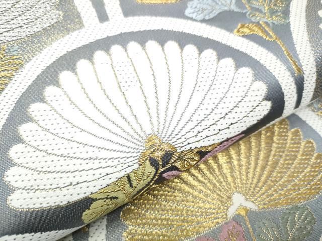 平和屋着物○六通柄袋帯 唐織 菊青海波花文 金銀糸