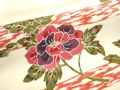 平和屋着物●九寸名古屋帯　型染め　枝花文　鬼しぼ縮緬　正絹　逸品　CAAZ4146hy