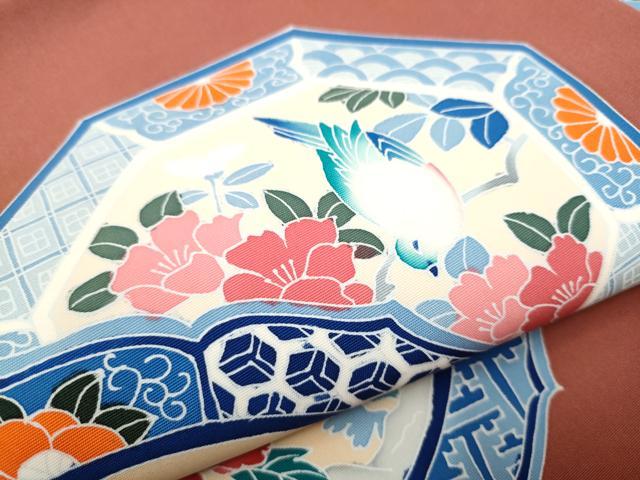 平和屋着物●塩瀬　九寸名古屋帯　友禅　絵皿花蝶文　正絹　逸品　CAAZ4159hy