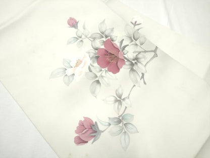 平和屋着物●塩瀬 九寸名古屋帯 作家物 手描き 枝花文 金彩 正絹 逸品 CAAZ4163hy