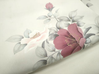 平和屋着物●塩瀬 九寸名古屋帯 作家物 手描き 枝花文 金彩 正絹 逸品 CAAZ4163hy