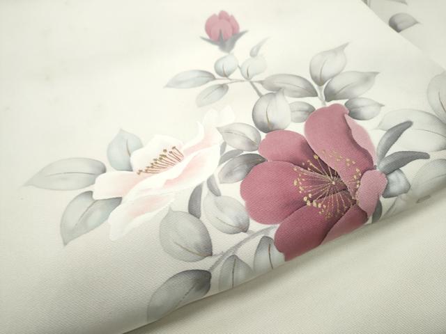 平和屋着物●塩瀬 九寸名古屋帯 作家物 手描き 枝花文 金彩 正絹 逸品 CAAZ4163hy