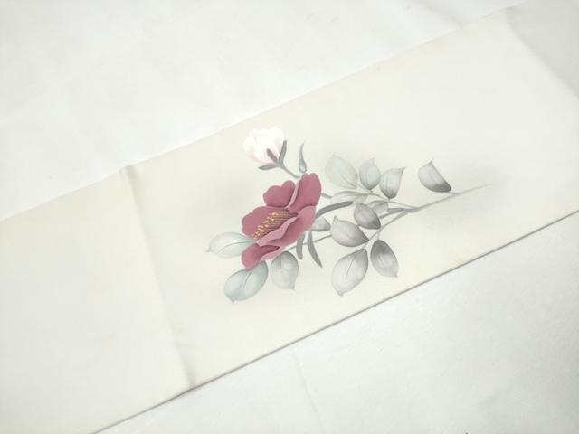 平和屋着物●塩瀬 九寸名古屋帯 作家物 手描き 枝花文 金彩 正絹 逸品 CAAZ4163hy