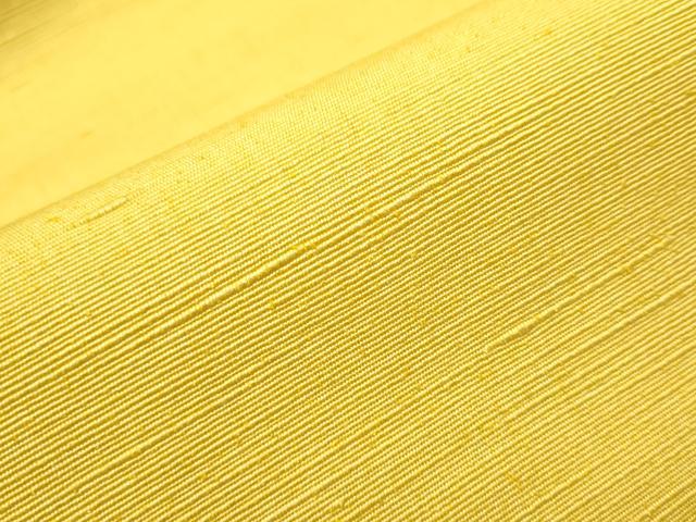 平和屋着物●八寸名古屋帯 紬地 黃支子色 正絹 逸品 CAAZ4182hy