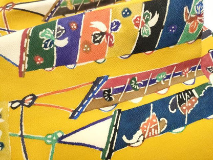 平和屋着物●九寸名古屋帯　型染め　凧　吉祥文　正絹　逸品　CAAZ4186hy