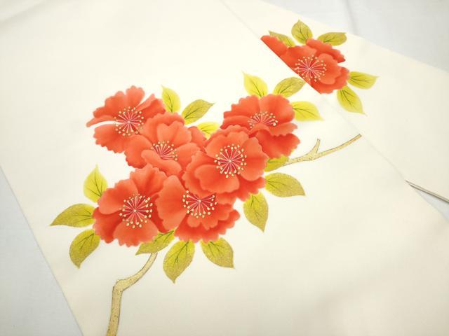 平和屋着物●塩瀬　九寸名古屋帯　枝花文　金彩　正絹　逸品　CAAZ4187hy