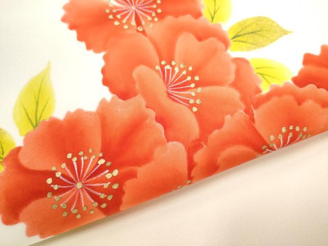 平和屋着物●塩瀬　九寸名古屋帯　枝花文　金彩　正絹　逸品　CAAZ4187hy