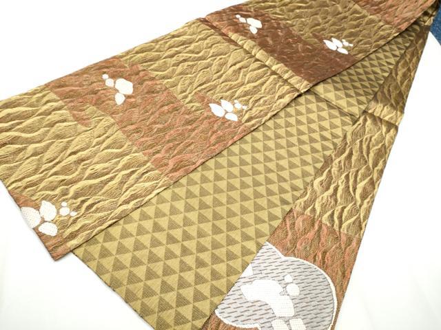 平和屋着物▽スリーシーズン 春夏秋 六通柄袋帯 唐織 櫛織 抽象文 金糸 正絹 逸品 CAAZ4209hy
