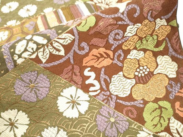 平和屋着物●六通柄　本袋帯　唐織　切嵌花文　金糸　正絹　逸品　CAAZ4226hy
