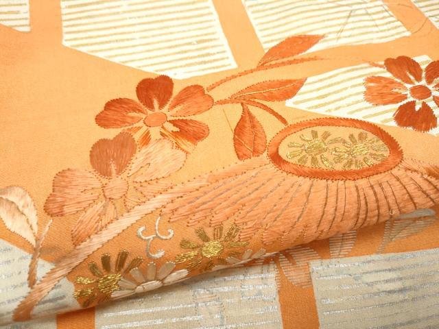 平和屋着物●アンティーク　大正ロマン　九寸名古屋帯　花唐草文　金銀彩　正絹　逸品　CAAZ4274hy