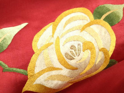 平和屋着物●中国三大刺繍 蘇州刺繍 総刺繍 九寸名古屋帯 枝花文 金糸 正絹 逸品 CAAZ4278hy