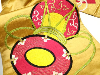 平和屋着物●アンティーク 大正ロマン 中国三大刺繍 相良刺繍 総刺繍 九寸名古屋帯 鼓花文 金銀糸 正絹 逸品 CAAZ4286hy