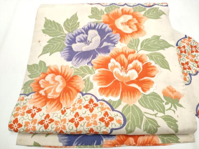 平和屋着物●アンティーク 大正ロマン 九寸名古屋帯 刺繍 雲重ね花文 正絹 逸品 CAAZ4296hy