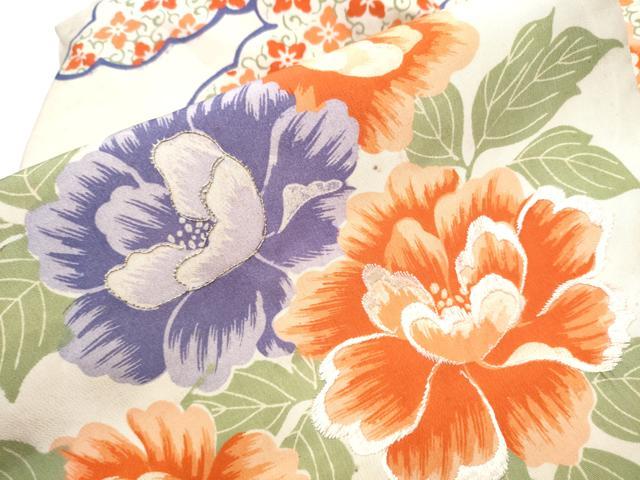 平和屋着物●アンティーク 大正ロマン 九寸名古屋帯 刺繍 雲重ね花文 正絹 逸品 CAAZ4296hy
