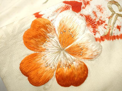 平和屋着物●アンティーク　大正ロマン　九寸名古屋帯　絞り　駒刺繍　鈴　花文　金糸　正絹　逸品　CAAZ4298hy