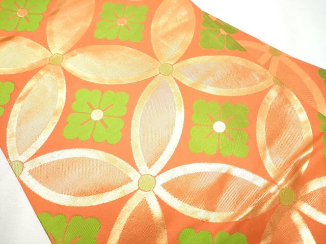 平和屋着物●桝屋高尾 全通柄 九寸名古屋帯 七宝花文 金糸 正絹 逸品 CAAZ4301hy