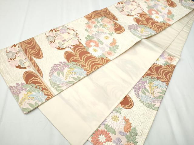 平和屋着物●六通柄袋帯 唐織 草花丸文 金銀糸 正絹 逸品 CAAZ4317hy