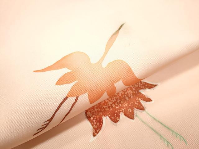 平和屋着物●塩瀬 九寸名古屋帯 ろうけつ染 飛鶴文 正絹 逸品 CAAZ4343hy