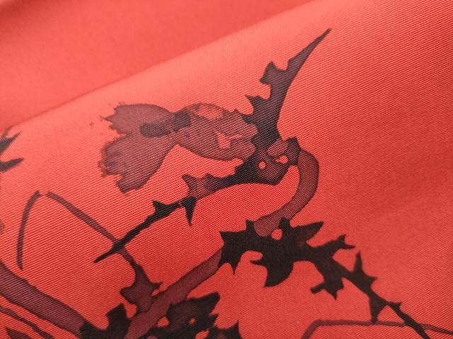 平和屋着物●塩瀬　九寸名古屋帯　作家物　ろうけつ染　タンポポ　正絹　逸品　CAAZ4349hy