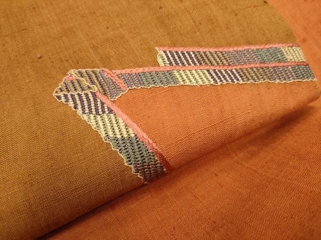 平和屋着物●中国三大刺繍　スワトウ刺繍　総刺繍　九寸名古屋帯　紬地　幾何学文様　正絹　逸品　CAAZ4350hy