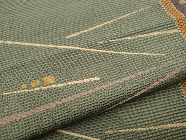 平和屋着物●本場筑前博多織 八寸名古屋帯 幾何学文様 正絹 逸品 CAAZ4352hy
