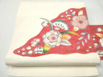 平和屋着物●九寸名古屋帯　作家物　辻が花　鬼しぼ縮緬　正絹　逸品　CAAZ4355hy