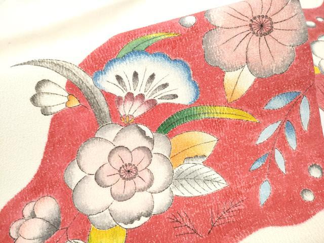平和屋着物●九寸名古屋帯　作家物　辻が花　鬼しぼ縮緬　正絹　逸品　CAAZ4355hy