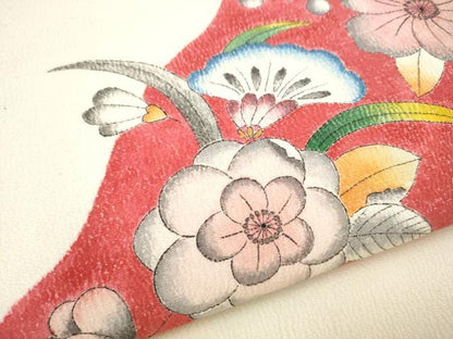 平和屋着物●九寸名古屋帯　作家物　辻が花　鬼しぼ縮緬　正絹　逸品　CAAZ4355hy