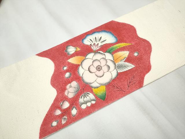 平和屋着物●九寸名古屋帯　作家物　辻が花　鬼しぼ縮緬　正絹　逸品　CAAZ4355hy