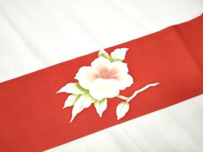 平和屋着物●塩瀬　九寸名古屋帯　枝花文　金彩　正絹　逸品　CAAZ4362hy