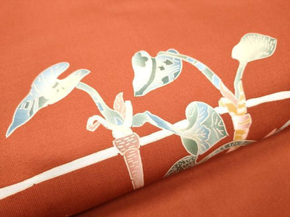 平和屋着物●九寸名古屋帯　陶器枝葉文　正絹　逸品　CAAZ4373hy