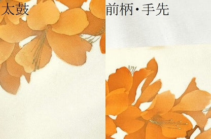 平和屋着物●塩瀬　九寸名古屋帯　枝花文　金彩　正絹　逸品　CAAZ4374hy
