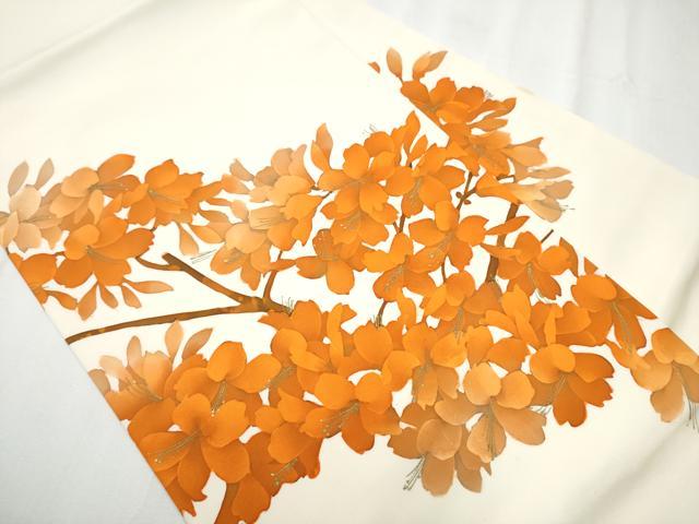 平和屋着物●塩瀬　九寸名古屋帯　枝花文　金彩　正絹　逸品　CAAZ4374hy