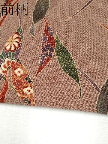 平和屋着物●全通柄　九寸名古屋帯　型染め　草花文　金彩　正絹　逸品　CAAZ4375hy